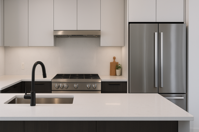 ACT - Agentic Construction Theme by: xobytes.com service card topper image generated from prompt: Main Prompt: Create a wide 16:9 service card topper image for a kitchen remodel...
