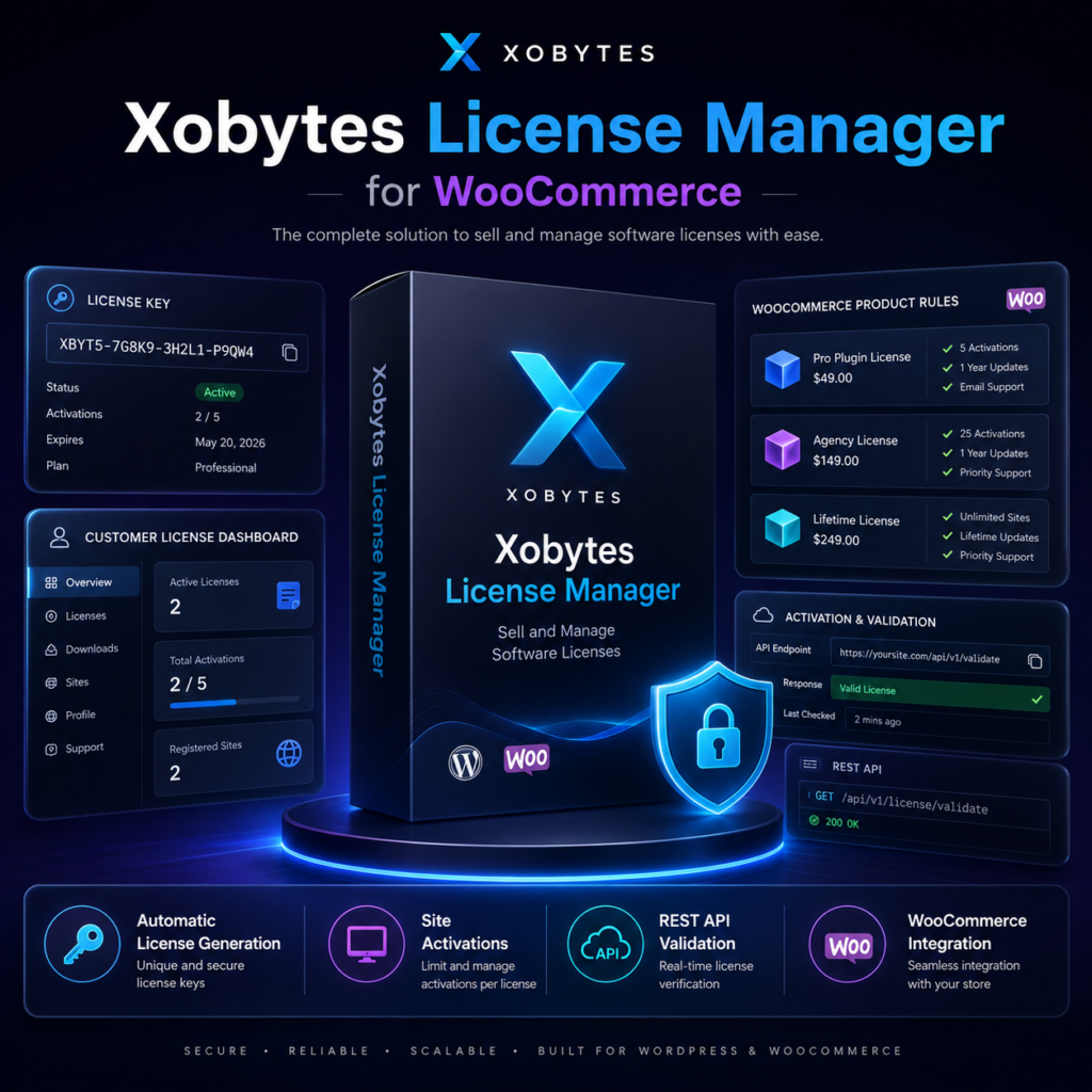 License manager for WooCommerce by XoBytes.com