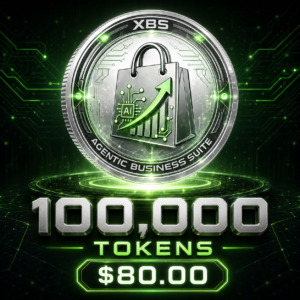 Image of agentic business token packs by xobytes.com, showcasing a package of 100,000 tokens for business use.