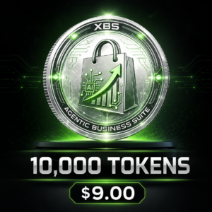 A set of agentic business token packs designed by xobytes.com, showcasing various digital tokens for business use.