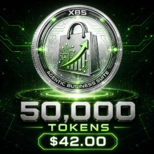 Image of agentic business token packs by xobytes.com offering 50,000 tokens for digital transactions.