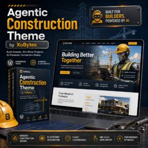 A visual representation of the agentic construction theme designed by xobytes.com, showcasing innovative architectural elements.
