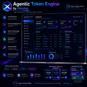 A digital illustration representing the agentic token engine developed by xobytes.com, showcasing modern blockchain technology concepts.
